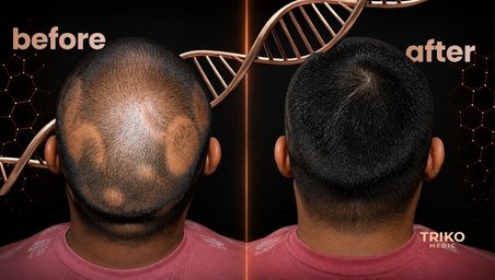Detención de caída de cabello en paciente masculino joven